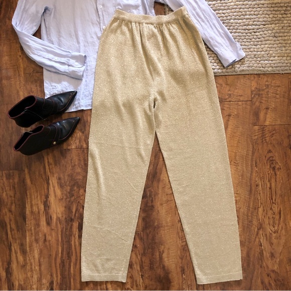 Vintage Lisa Originals Metallic Gold High Waist Straight Leg Pants NWT - Picture 1 of 3